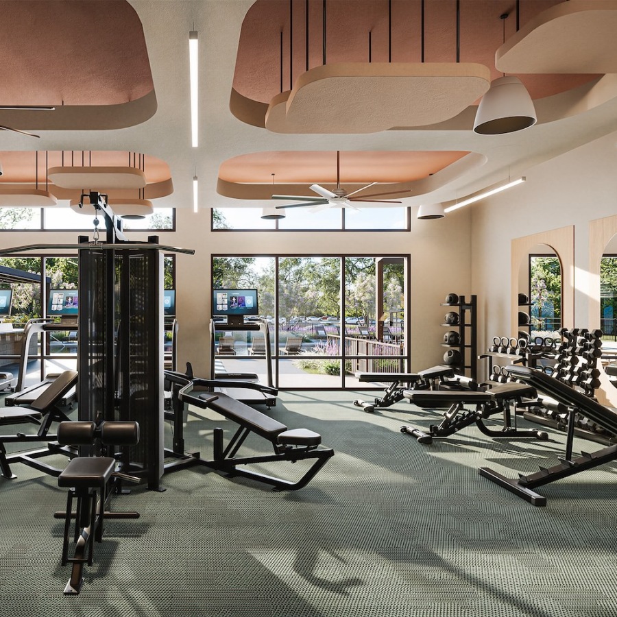 a gym with exercise equipment
