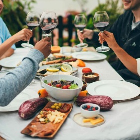 People eating dinner together